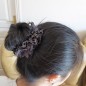 Elastique chouchou cheveux ou bracelet perle fleur - noir