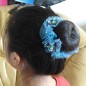 Elastique chouchou cheveux ou bracelet perle fleur - bleu