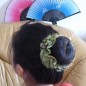 Elastique chouchou cheveux ou bracelet perle fleur - vert