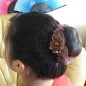 Elastique chouchou cheveux ou bracelet perle fleur - marron