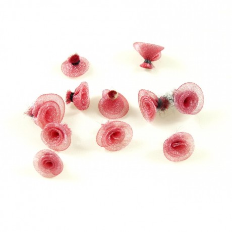 Lot de 10 petites fleurs en tissu organza rose environ 12mm