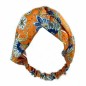 Bandeau cheveux croisé, tissu imprimé fleuri - orange