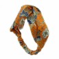 Bandeau cheveux croisé, tissu imprimé fleuri - orange