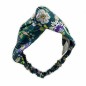 Bandeau cheveux croisé, tissu imprimé fleuri - vert