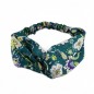 Bandeau cheveux croisé, tissu imprimé fleuri - vert
