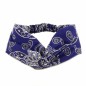 Bandeau cheveux croisé, tissu imprimé bandana - bleu