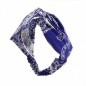 Bandeau cheveux croisé, tissu imprimé bandana - bleu