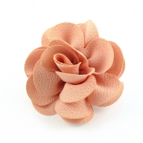 Fleur camélia en tissu synthétique diamètre 7cm - saumon