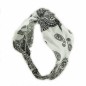 Bandeau cheveux croisé, tissu imprimé bandana - blanc