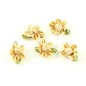 Lot de 10 petites fleurs en tissu satin beige et vert environ 2.5cm