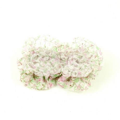 Fleur en tissu synthétique imprimé fleur 9.5cmx7cm - multicolore