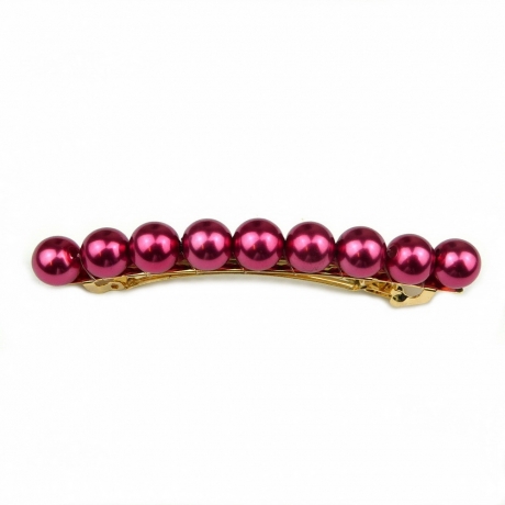 Barrette cheveux perle 8.5cm - framboise
