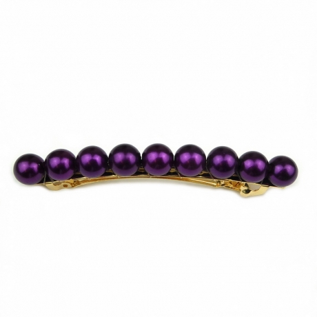 Barrette cheveux perle 8.5cm - violet