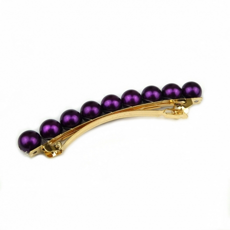 Barrette cheveux perle 8.5cm - violet