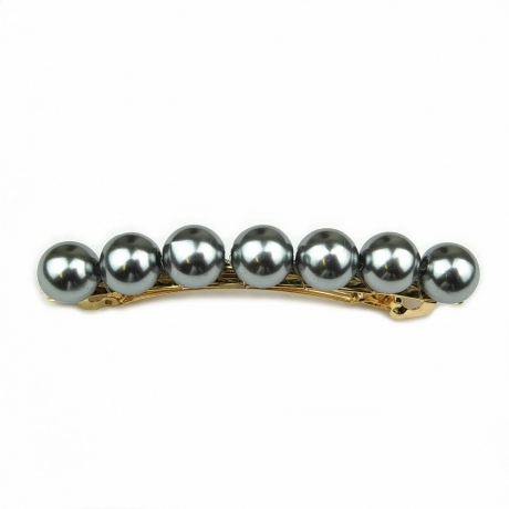 Barrette cheveux perle 8.5cm - gris