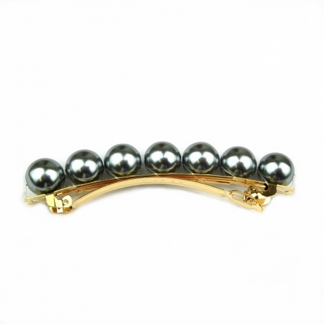 Barrette cheveux perle 8.5cm - gris