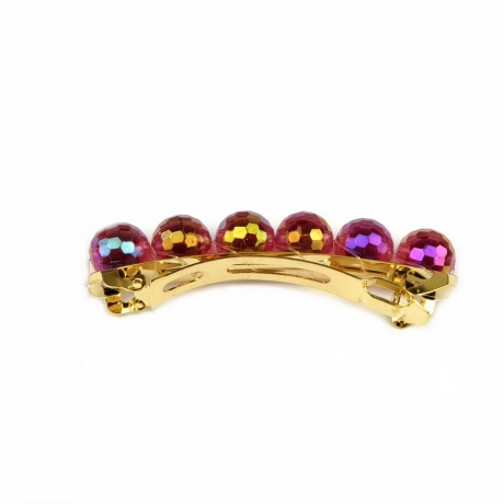 Barrette cheveux perle facette 7.5cm - rouge