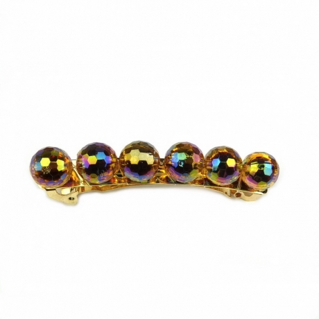 Barrette cheveux perle facette 7.5cm - marron