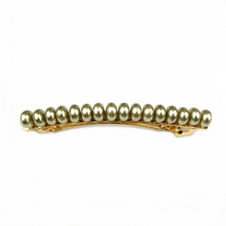 Barrette cheveux perle 8.5cm - vert bronze
