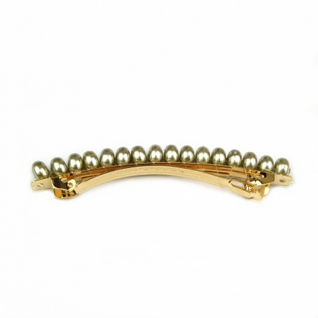 Barrette cheveux perle 8.5cm - vert bronze