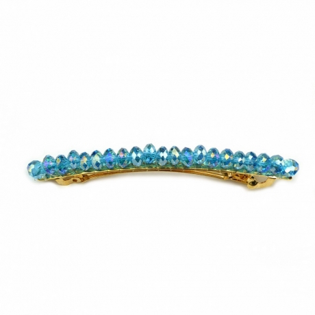 Barrette cheveux perle cristal 8.5cm - turquoise