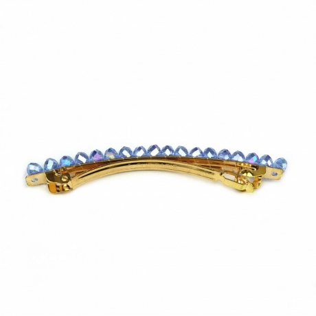 Barrette cheveux perle cristal 8.5cm - bleu