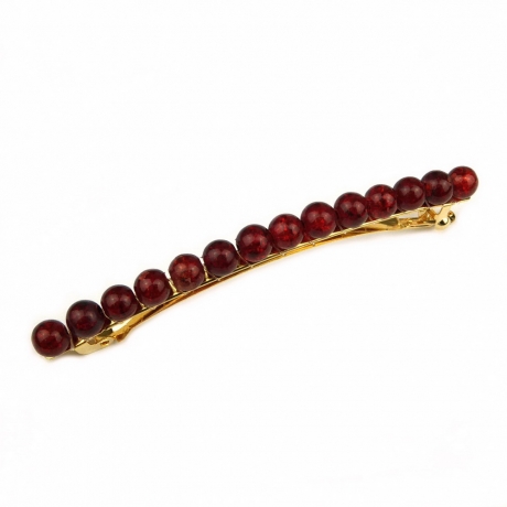 Barrette cheveux fine perles 8cm - rouge