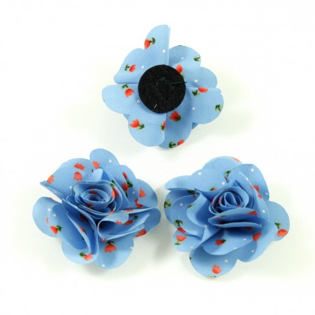 Fleurs en tissu bleu imprimé fleurs fait main 50mm