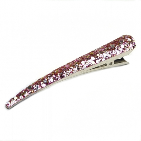 Grande pince cheveux concorde paillette 10.5cm - rose