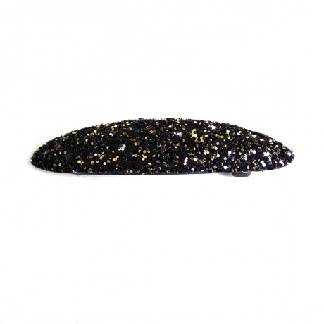 Barrette cheveux ovale paillettes 9cm - noir doré