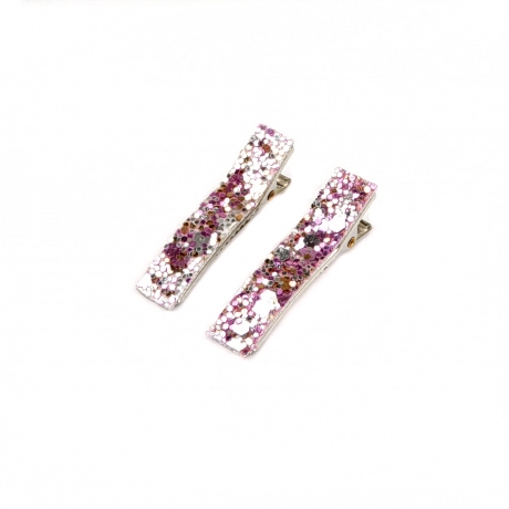 2 petites pinces cheveux paillette - rose