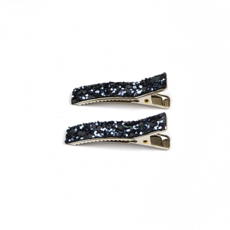 2 petites pinces cheveux paillette - gris bleu