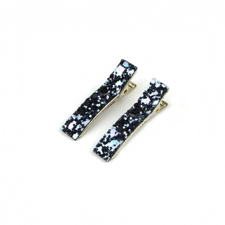 2 petites pinces cheveux paillette - gris bleu