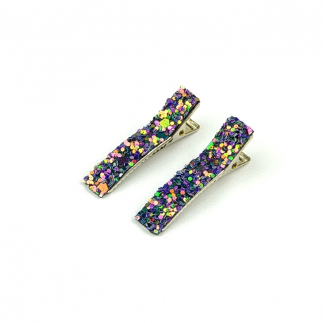 2 petites pinces cheveux paillette - violet bleu
