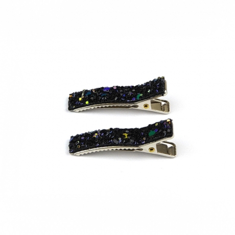 2 petites pinces cheveux paillette - multicolore foncé