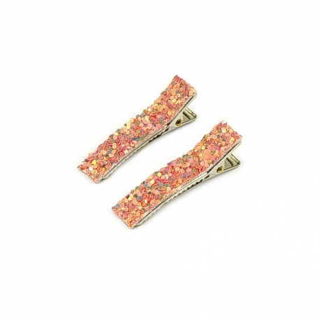 2 petites pinces cheveux paillette - saumon