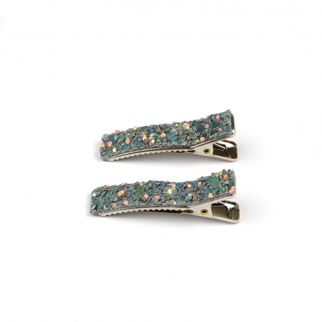 2 petites pinces cheveux paillette - gris vert