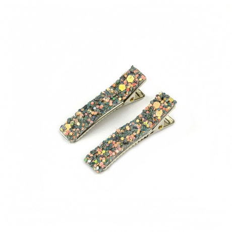 2 petites pinces cheveux paillette - gris vert