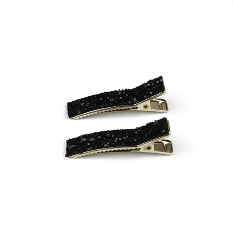 2 petites pinces cheveux paillette - noir