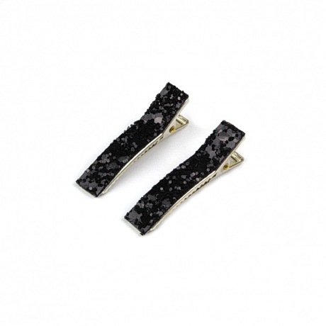 2 petites pinces cheveux paillette - noir
