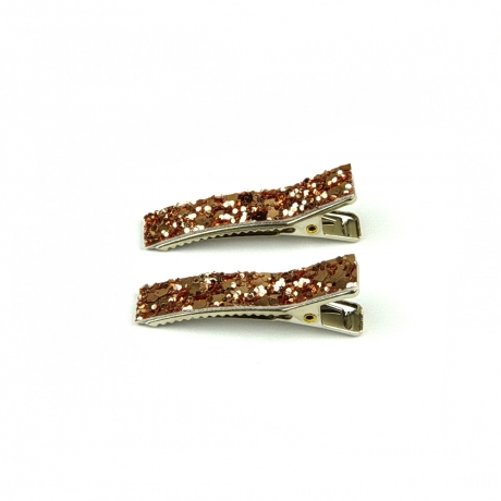 2 petites pinces cheveux paillette - or rose