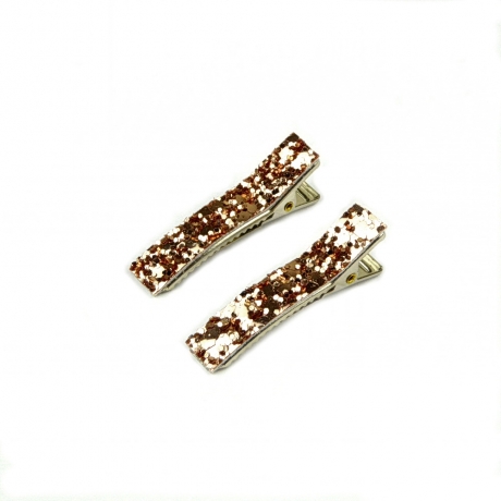 2 petites pinces cheveux paillette - or rose