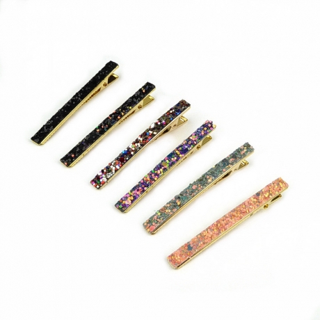 Pince cheveux paillette 6cm - noir