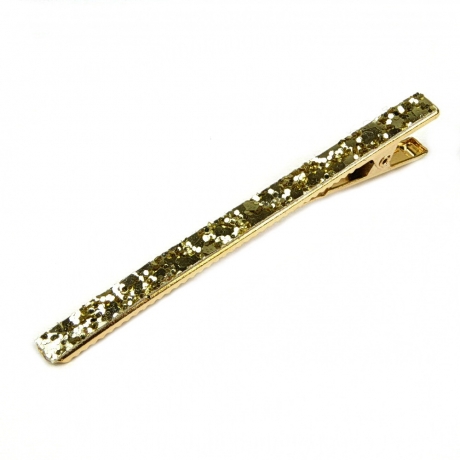 Pince cheveux paillette 8cm - doré