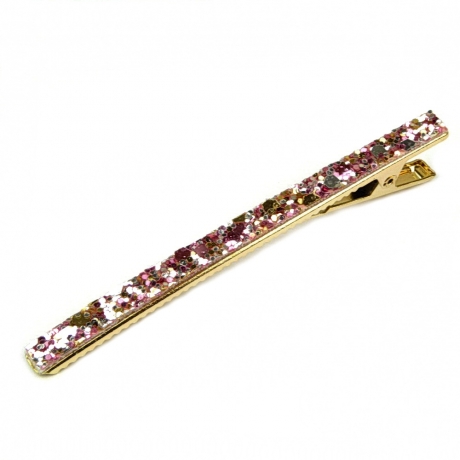 Pince cheveux paillette 8cm - rose
