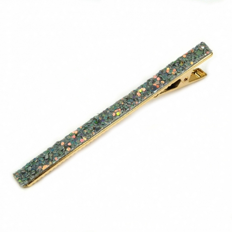 Pince cheveux paillette 8cm - gris vert