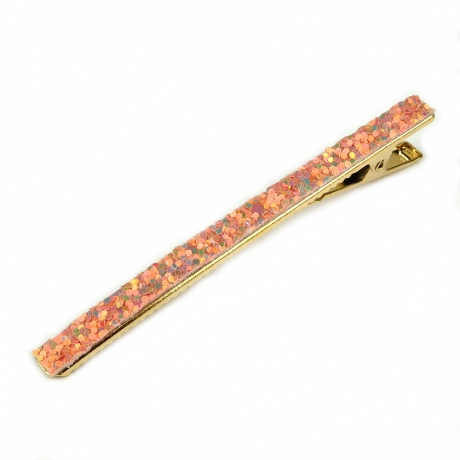 Pince cheveux paillette 8cm - saumon