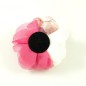 Fleur en tissu mousseline et satin fuchsia diamètre 8.5cm