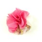 Fleur en tissu mousseline et satin fuchsia diamètre 8.5cm