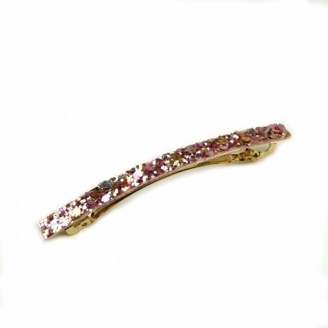 Barrette cheveux paillette 8.5cm - rose
